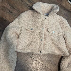 Women's Cream Sherpa Bomber Jacket